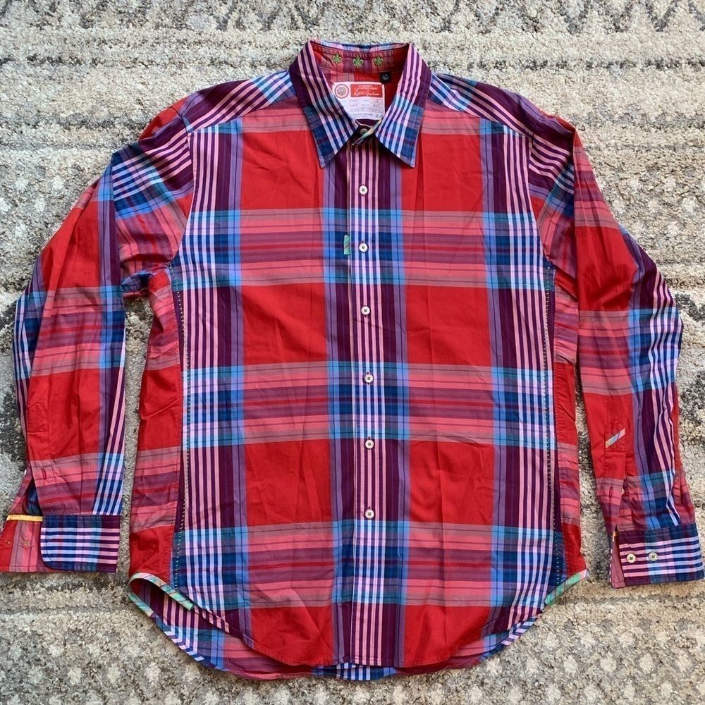 Robert Graham Freshly Red Pink Plaid Shirt Large